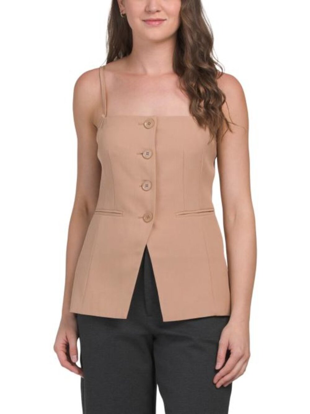 TOCCIN Square Neck Button Down Front Cutaway Vest